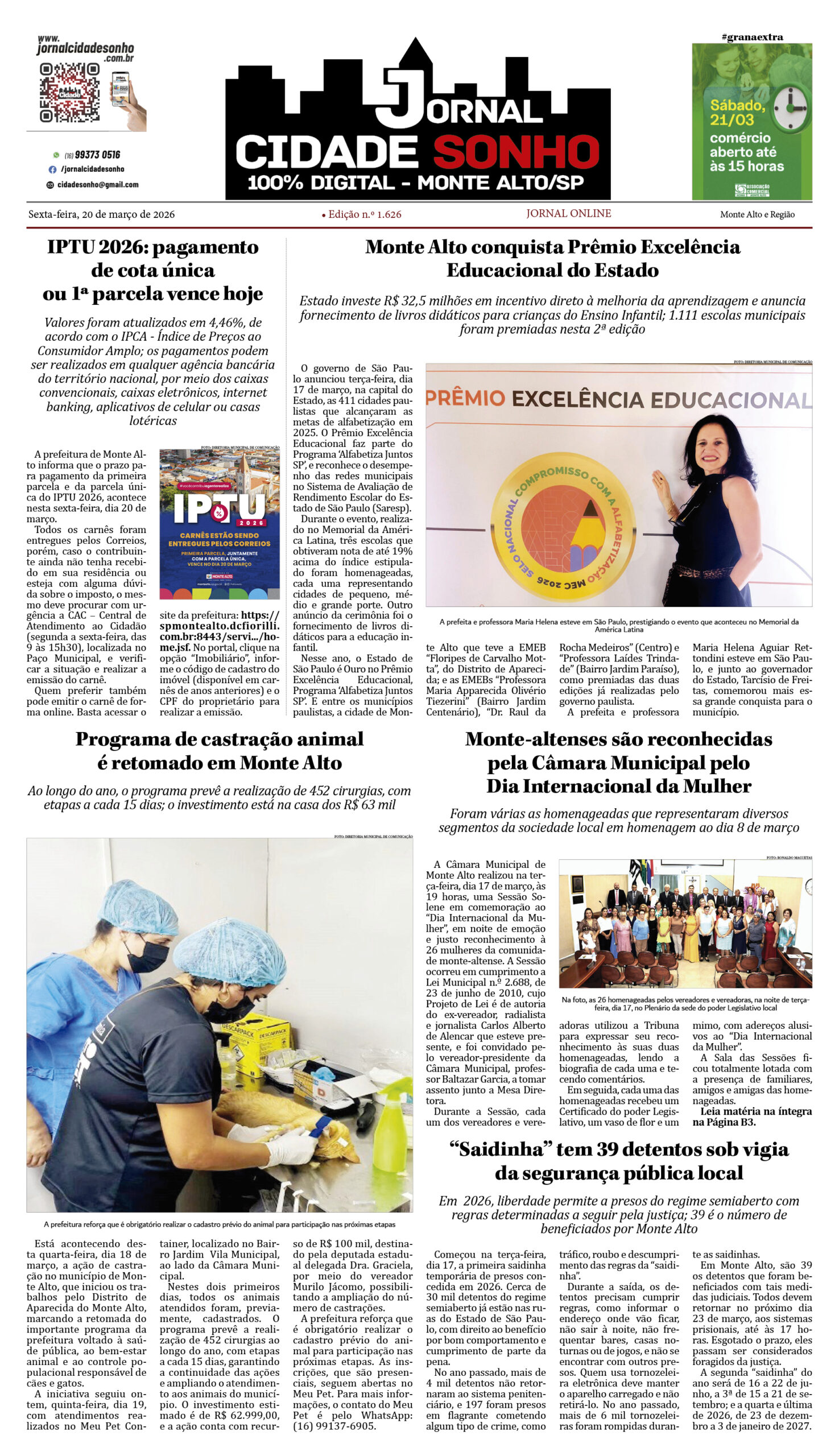 Edição nº 1.626 de 20 de março de 2026